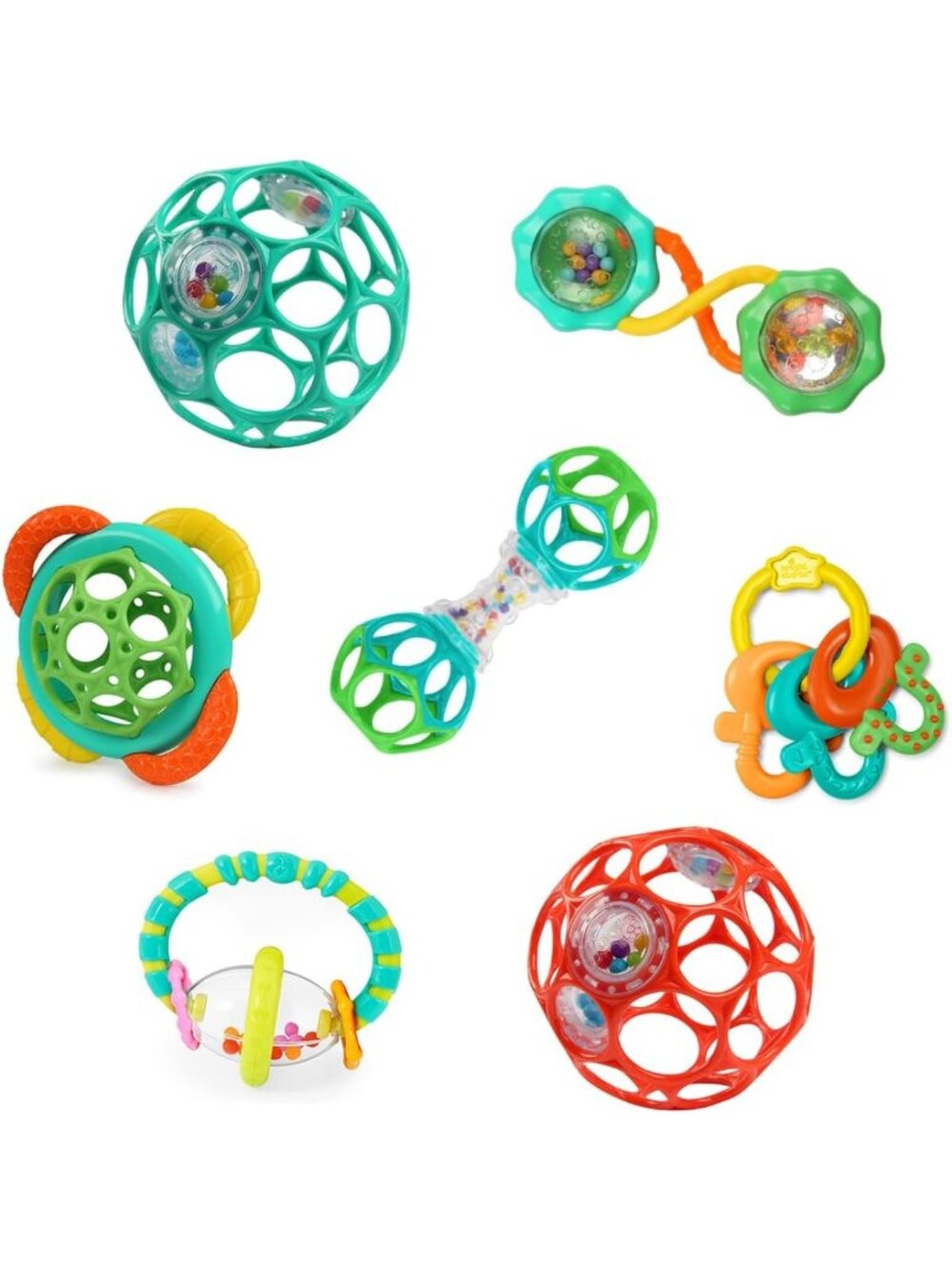 7pc BPA-Free Baby Rattles, Teethers & Stroller Toys Gift Set - Unisex Newborn